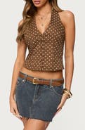 EDIKTED Twyla Polka Dot Halter Top