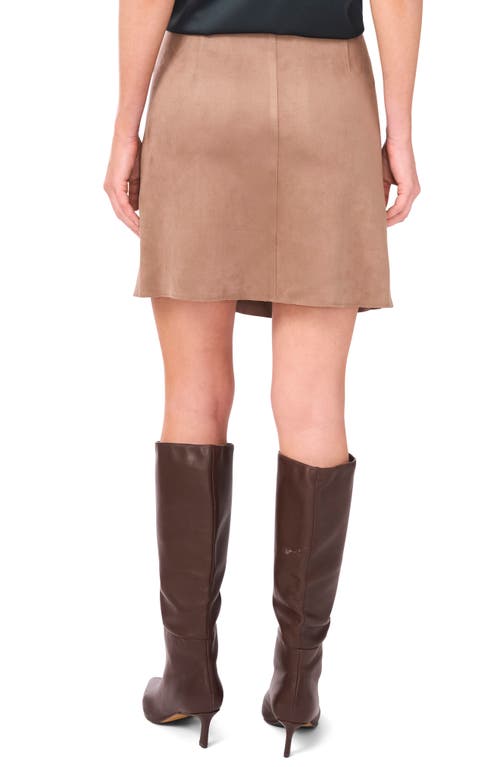 Vince Camuto Side Slit Faux Suede Miniskirt In Brown