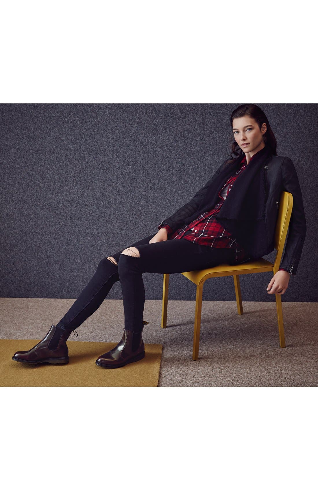 'Flora' Chelsea Boot, Alternate, color, CHERRY LEATHER