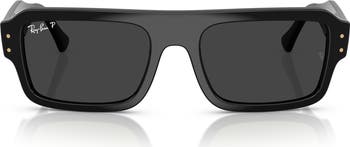 56mm Polarized Rectangular Sunglasses
