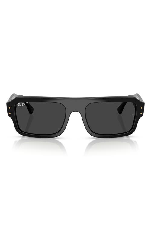 Ray Ban Ray-ban 56mm Polarized Rectangular Sunglasses In Black