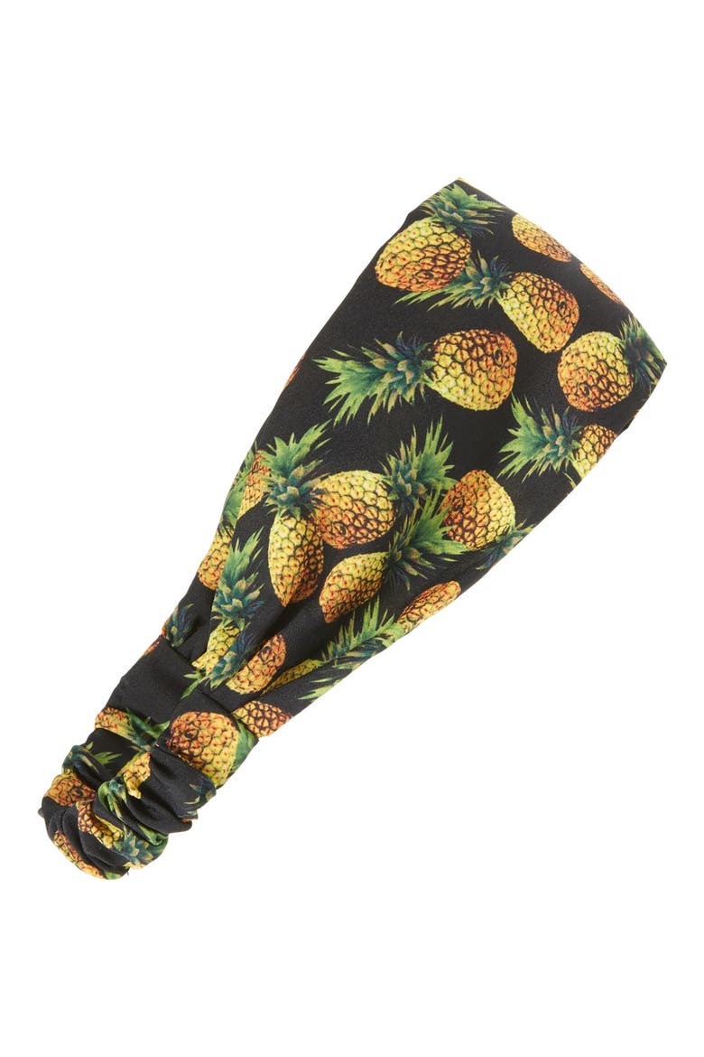 Pineapple Print Head Wrap, Main, color, BLACK MULTI