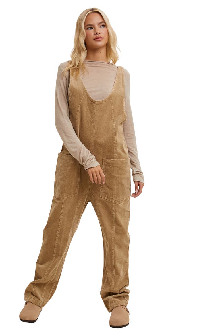 Open Back Corduroy Jumpsuit, Alternate, color, MOCHA