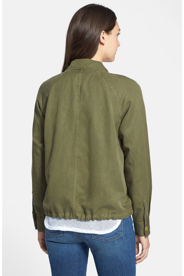 Tencel® & Linen Bomber Jacket, Alternate, color, OLIVE