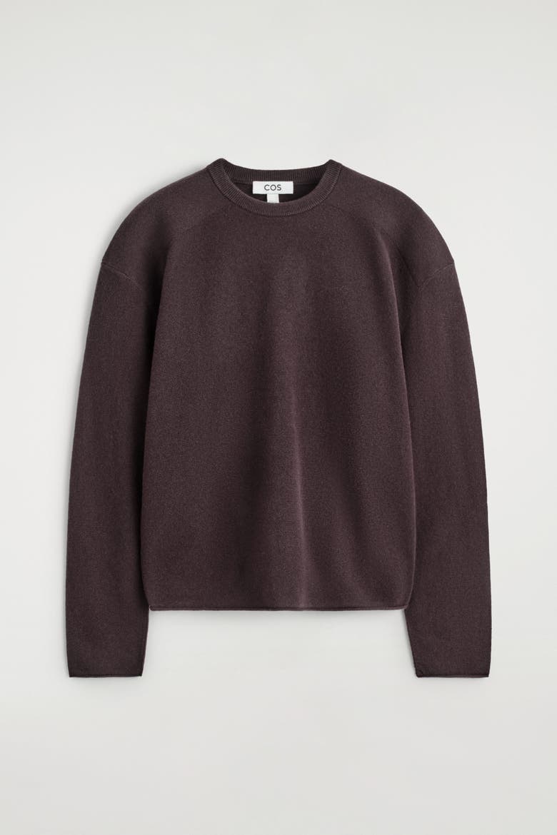 Merino Wool Crew-neck Sweater, Alternate, color, DARK BROWN