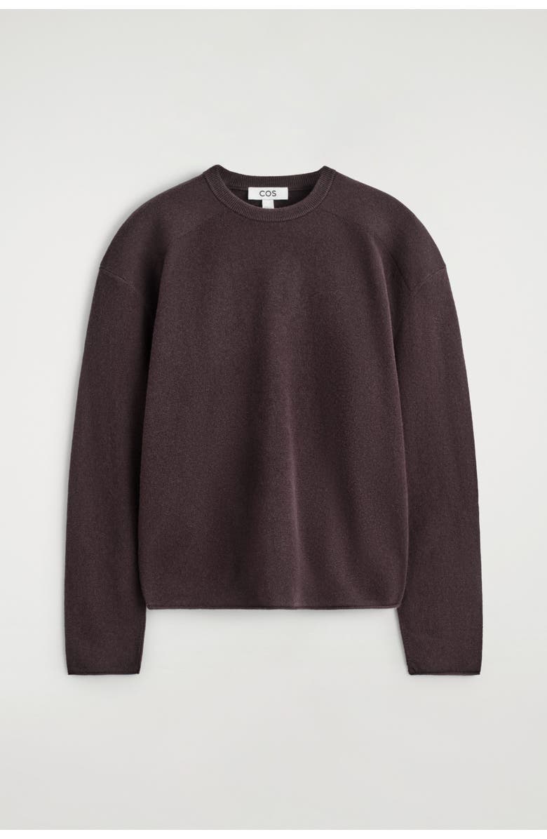 COS Merino Wool Crew-neck Jumper, Alternate, color, Dark Brown
