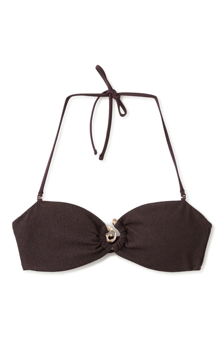 Decorative Ring Bandeau Bikini Top, Main, color, BROWN