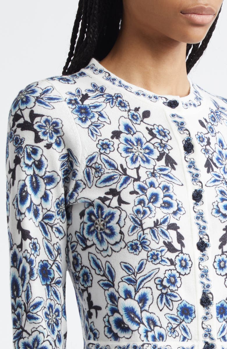 Alice + Olivia Carson Floral Cotton Blend Cardigan, Alternate, color, 