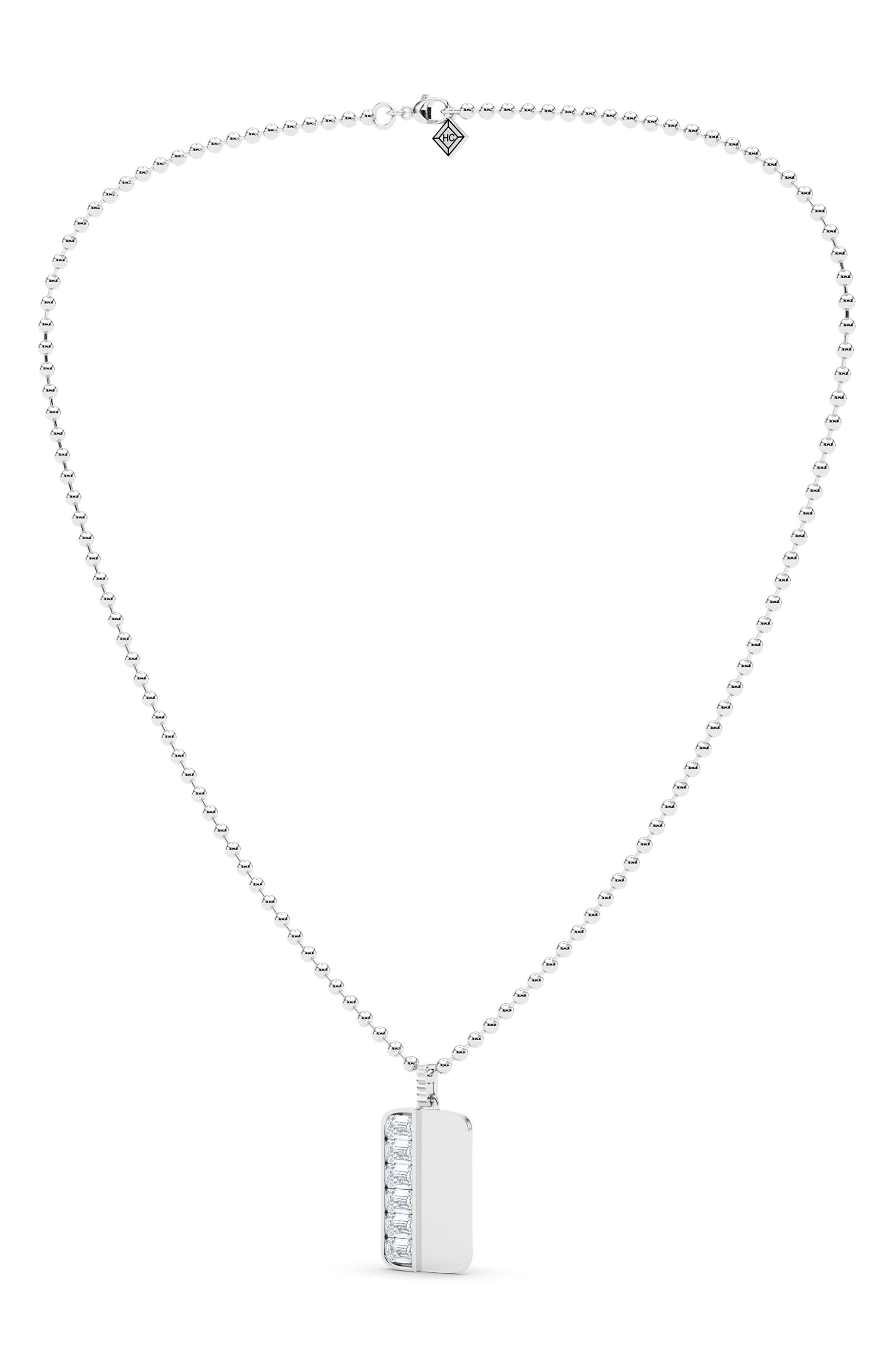 HauteCarat Lab Grown Diamond Dog Tag Necklace (Women) | Nordstrom