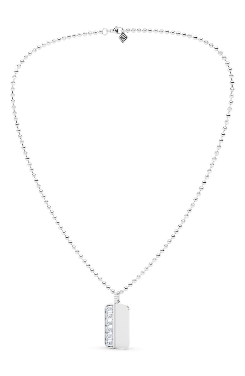 HauteCarat Lab Grown Diamond Dog Tag Necklace, Alternate, color, White