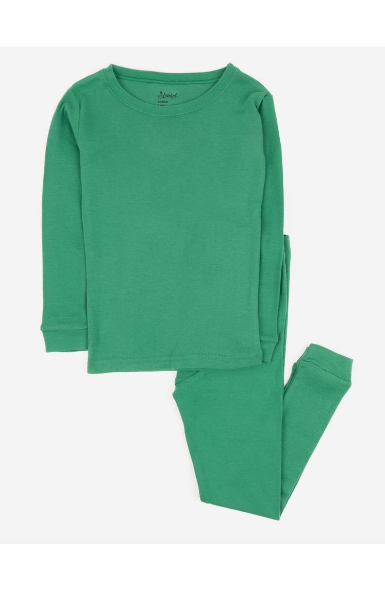 Leveret Kids Two-Piece Solid Cotton Matching Family Pajamas, Main, color, Green