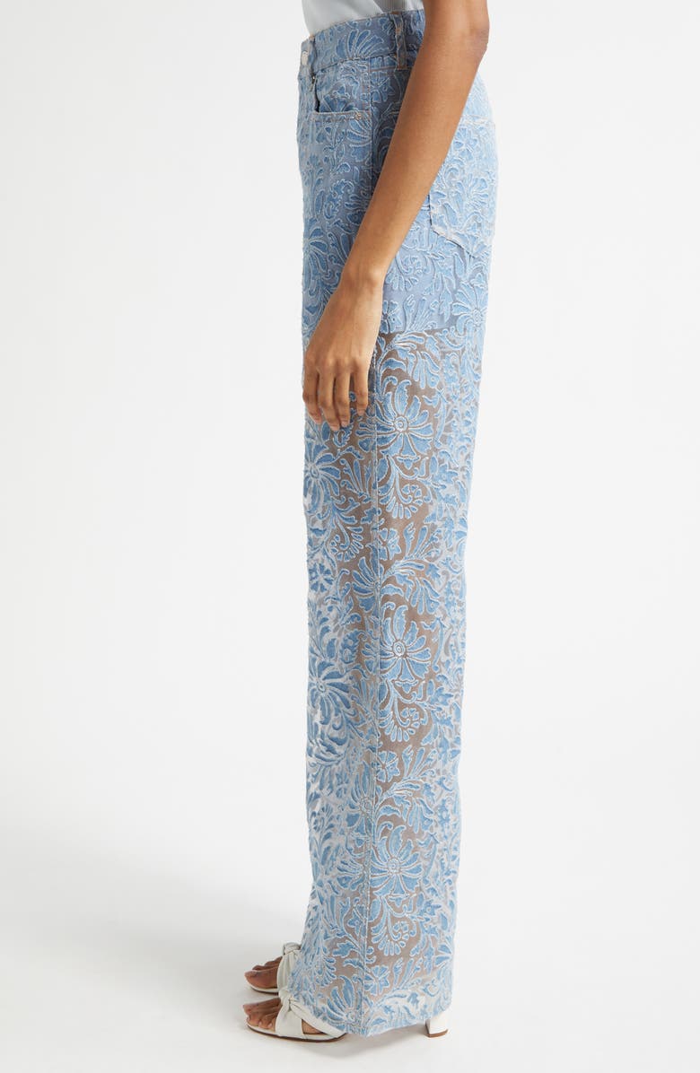 Veronica Beard Taylor Burnout Floral Wide Leg Jeans, Alternate, color, Lakeshore