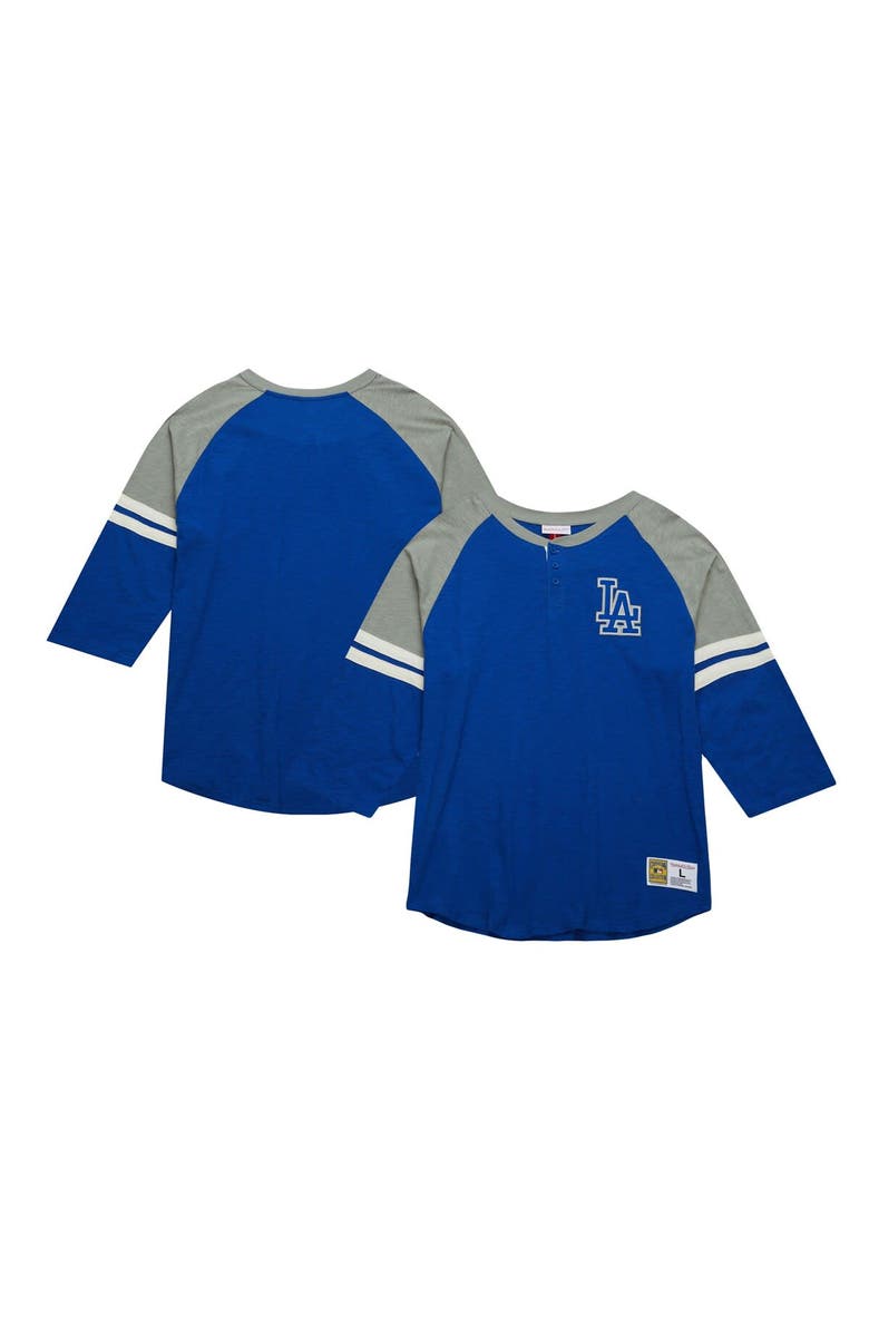Mitchell & Ness Men's Mitchell & Ness Royal Los Angeles Dodgers Cooperstown Collection Legendary Raglan Slub Henley 3/4-Sleeve T-Shirt, Main, color, Royal