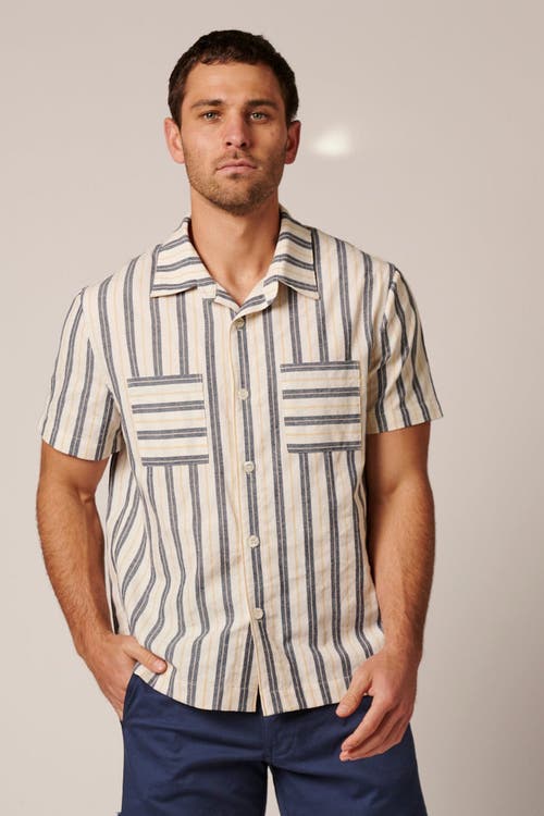 Leisure Lab Catalina Button Up In Blue Stripes