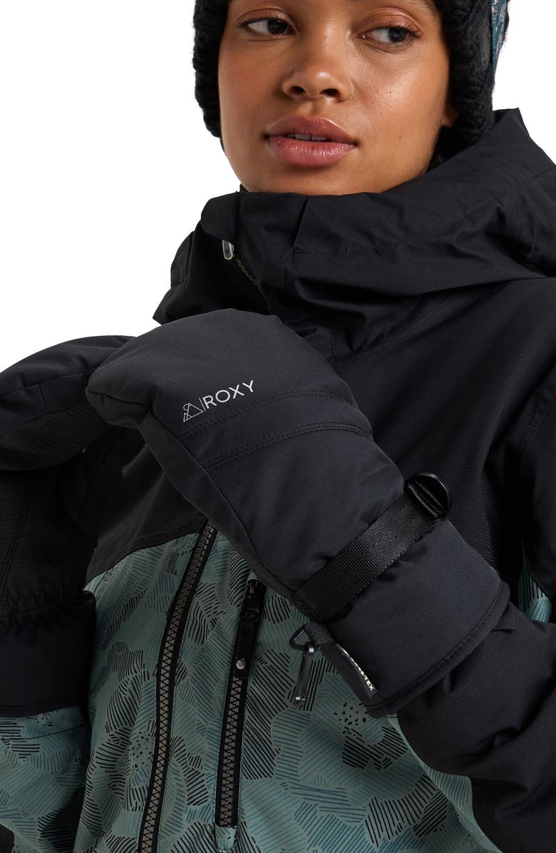 Roxy Gore-Tex<sup>®</sup> Fizz Water Repellent Ski Mittens, Alternate, color, Black
