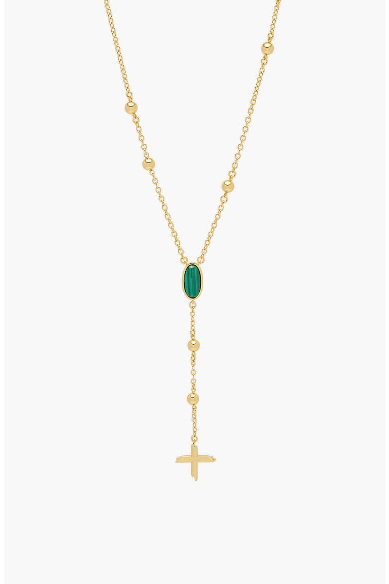 Rose Malachite Stone Necklace in Gold, Alternate, color, Gold