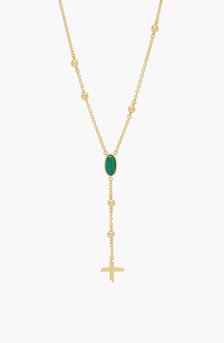 YOJ Rose Malachite Stone Necklace in Gold, Alternate, color, Gold