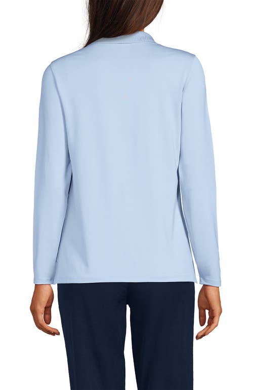 Lands' End School Uniform Long Sleeve Feminine Fit Rapid Dry Polo Shirt In Blue