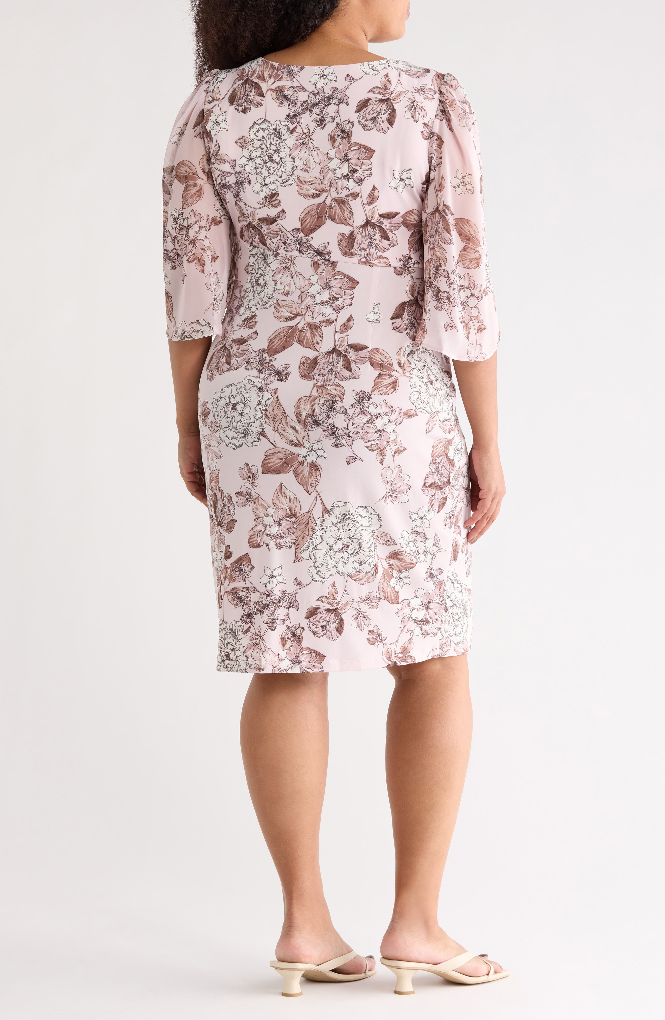 Cape Sleeve Faux Wrap Dress - image 2
