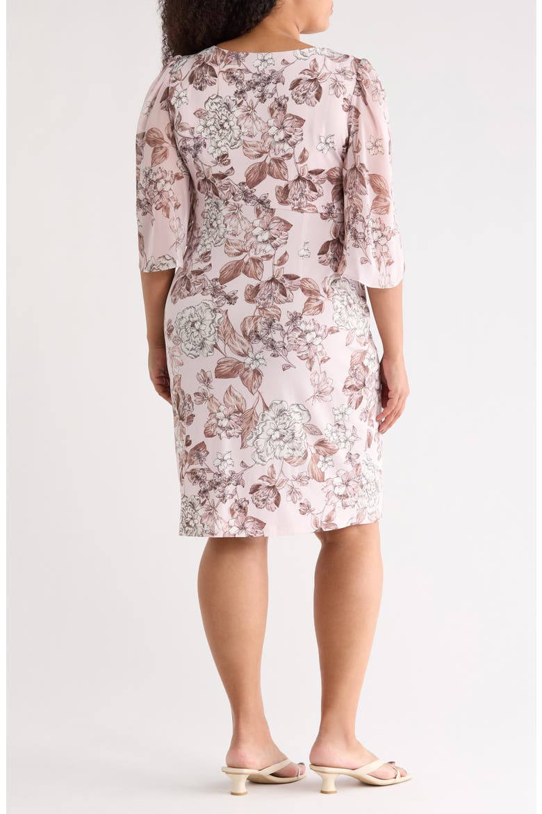 Cape Sleeve Faux Wrap Dress, Alternate, color, DUSTY MAUVE