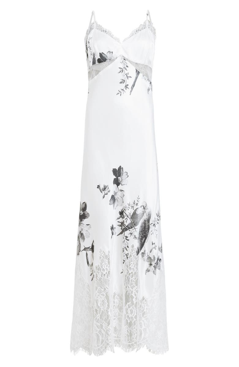 AllSaints Evangelia Iona Lace Trim Slipdress, Alternate, color, Off White