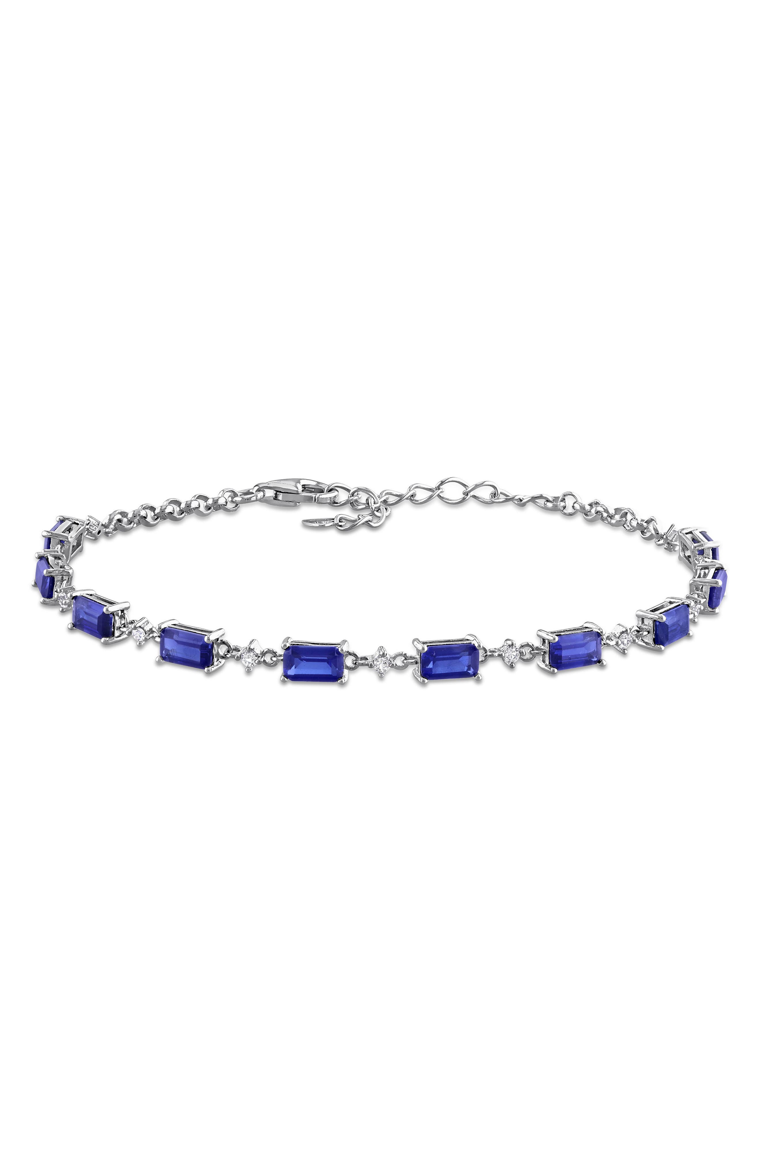DELMAR Blue & White Lab Created Sapphire Bracelet