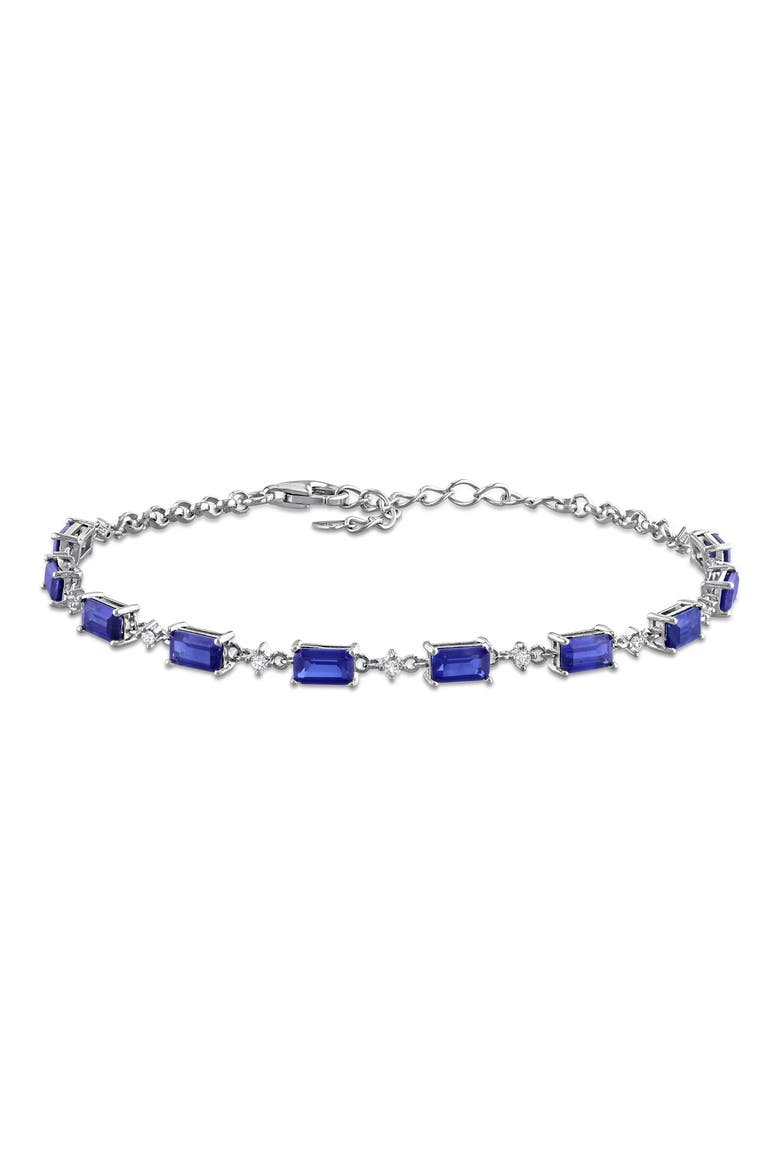 Blue & White Lab Created Sapphire Bracelet, Main, color, BLUE