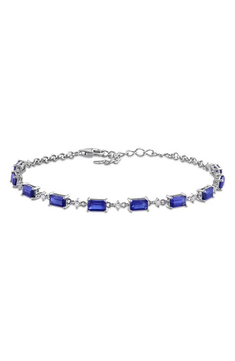 Blue & White Lab Created Sapphire Bracelet