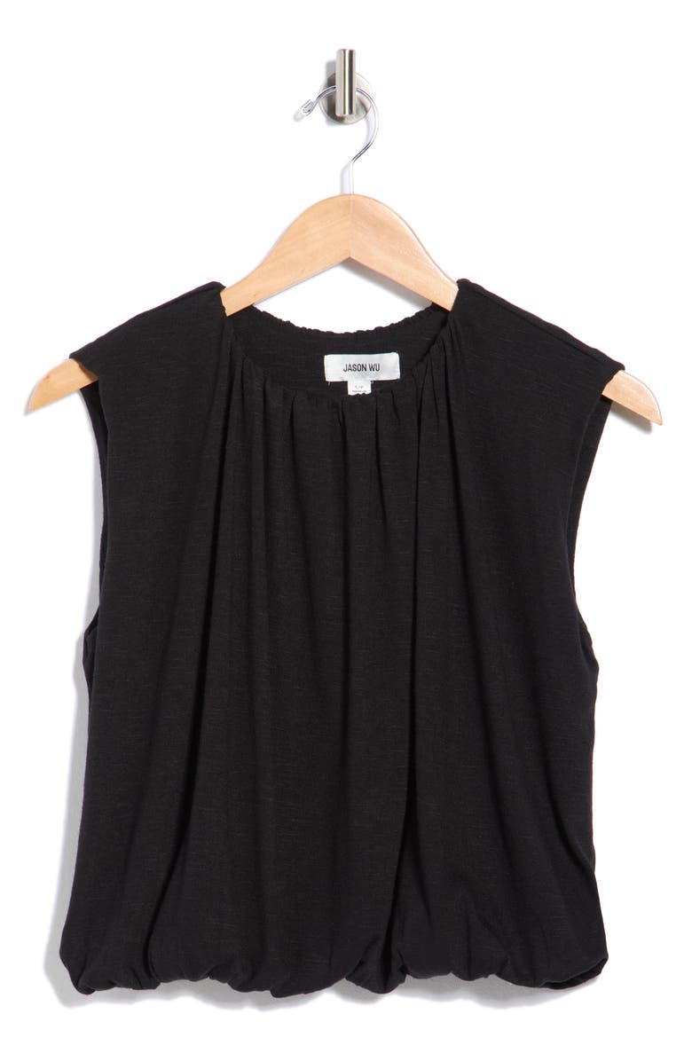 JASON WU Crewneck Bubble Hem Tank, Alternate, color, Black