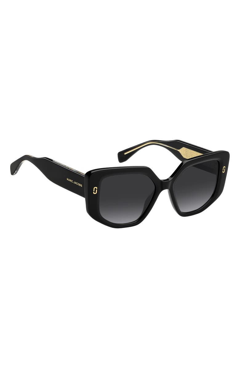 Marc Jacobs 52mm Gradient Square Sunglasses, Alternate, color, Black/ Dark Grey Sf