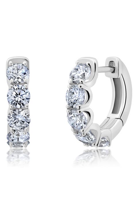 Small Brilliant Round Cubic Zirconia Hoop Earrings