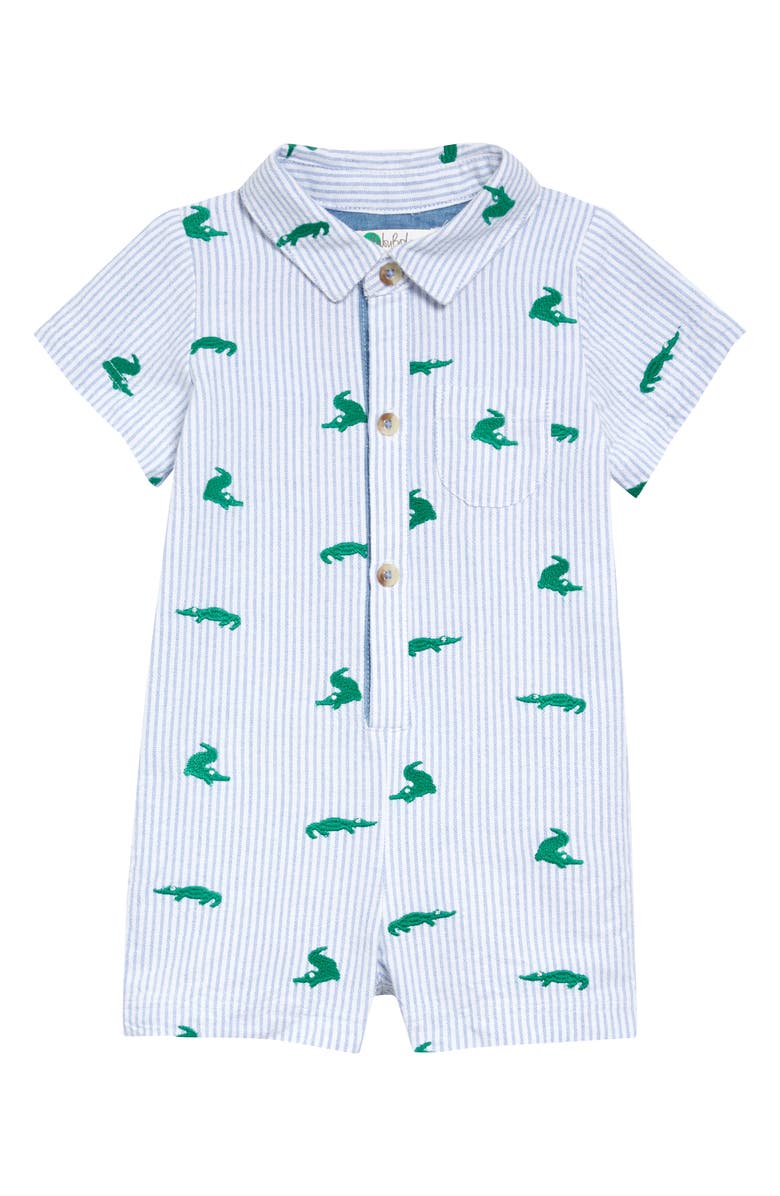 Mini Boden Embroidered Stripe Romper, Main, color, 