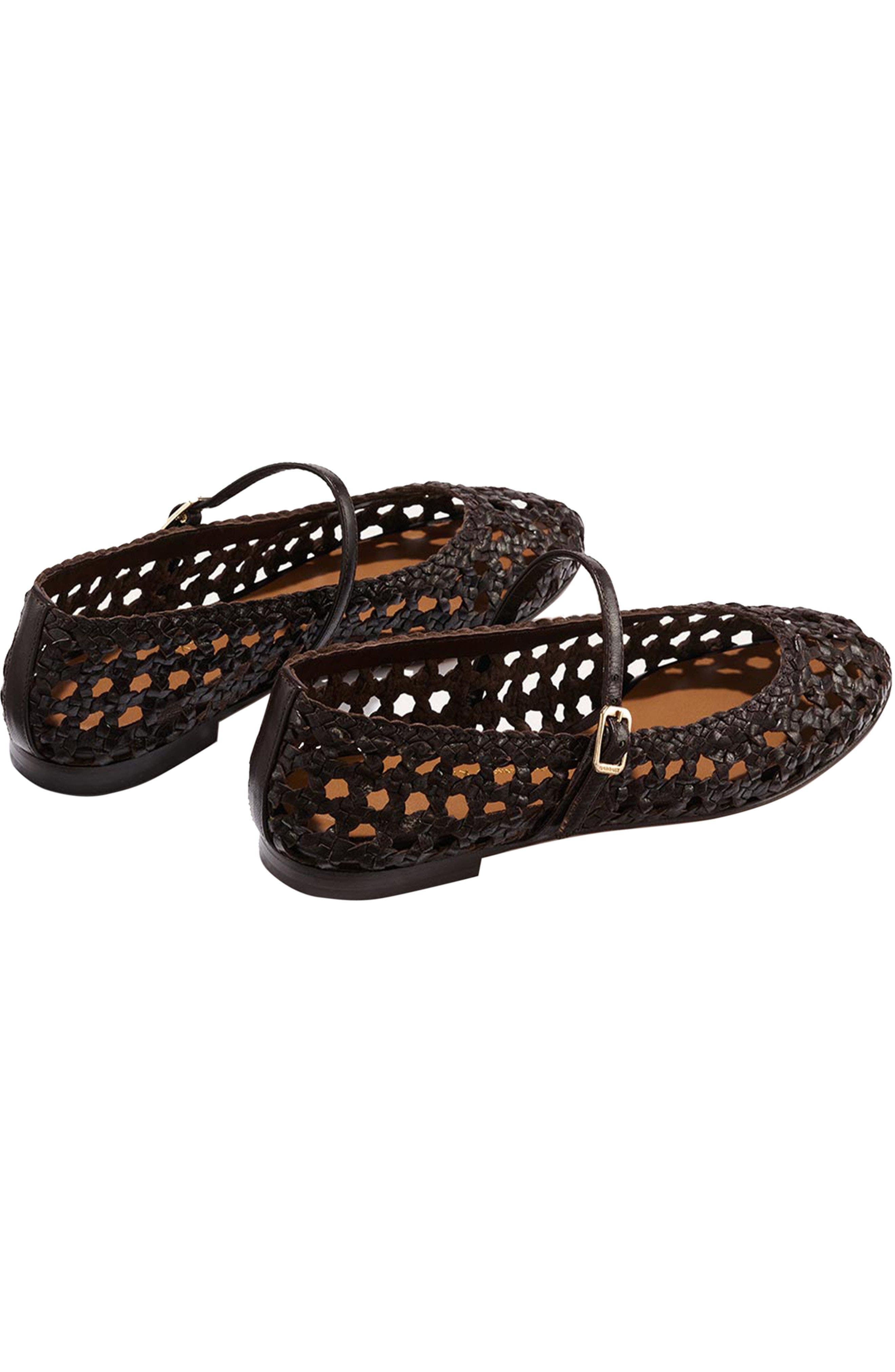 MARGAUX The Woven Demi Jane Flat, Alternate, color, Espresso Leather