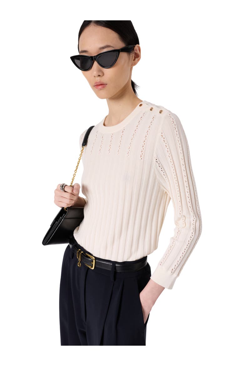 Lhena Openwork Detail Sweater, Main, color, Ecru