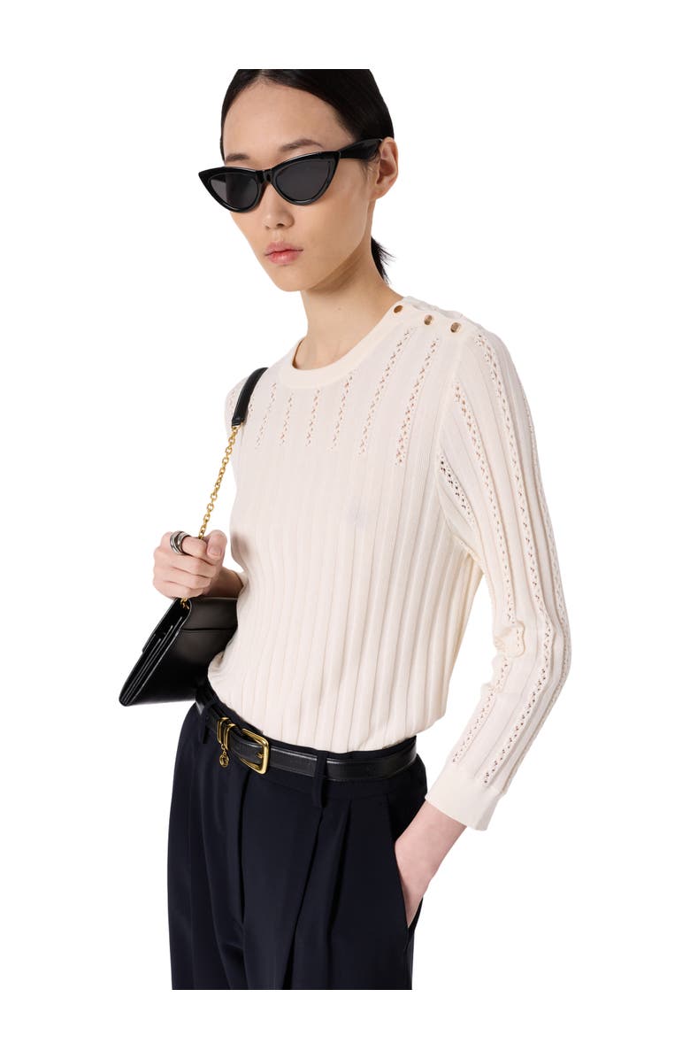 GERARD DAREL Lhena Openwork Detail Sweater, Main, color, Ecru