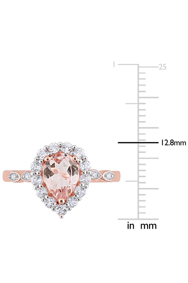 Morganite White Topaz Halo Ring 10k, Alternate, color, Morganite