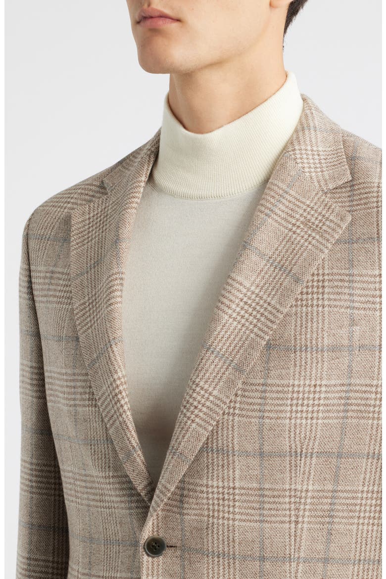 Hyperlight Soft Plaid Wool & Cashmere Sport Coat, Alternate, color, TAN