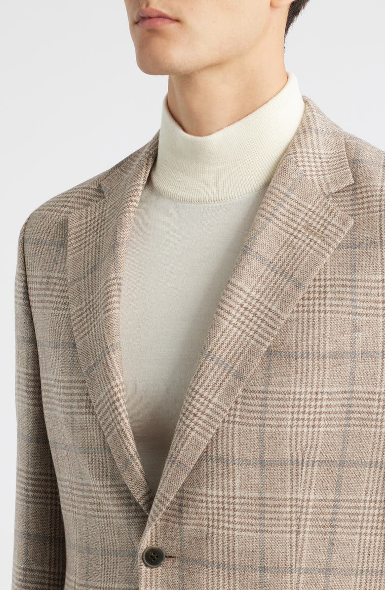 Peter Millar Hyperlight Soft Plaid Wool & Cashmere Sport Coat, Alternate, color, Tan