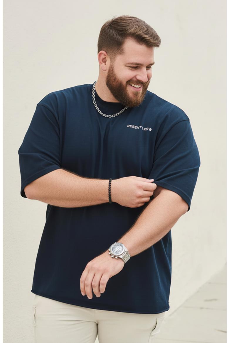 Men’s Organic Cotton T-Shirt Navy Blue | Classic Crew Neck Short Sleeve Tee with Logo, Soft Breathable Casual Top, Alternate, color, Navy