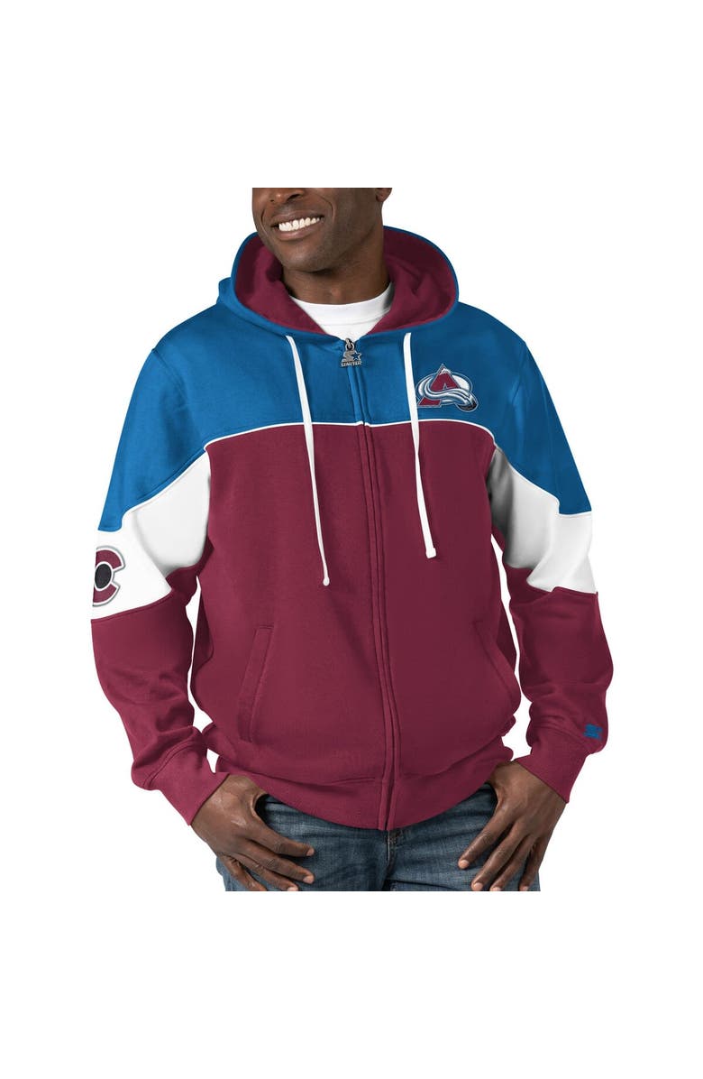 STARTER Men's Starter  Burgundy/Blue Colorado Avalanche Power Forward Full-Zip Hoodie, Alternate, color, 