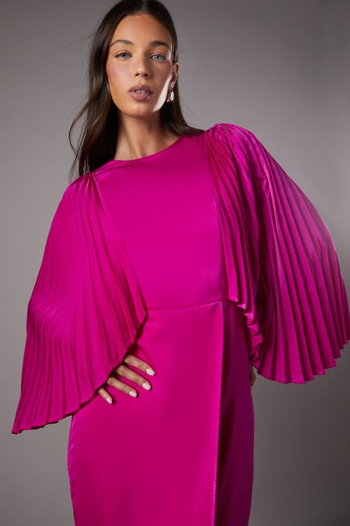Coast Short Sleeve Pleated Cape Maxi Dress In Pink