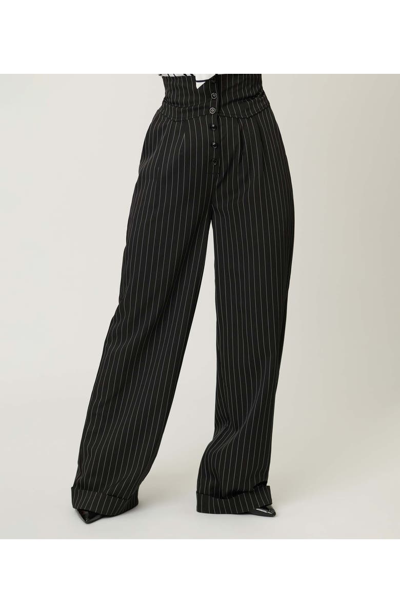 Unique Vintage High Waist Trouser, Alternate, color, Black Pinstripe