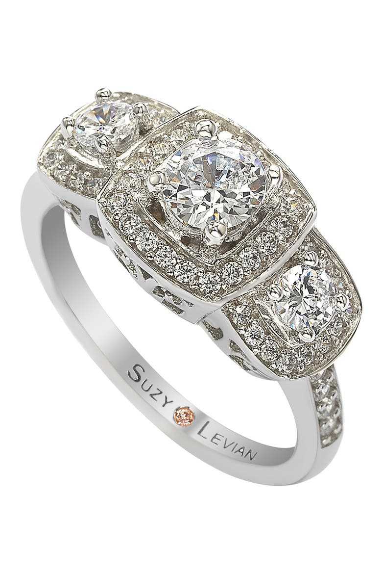 Sterling Silver CZ Bridal Ring, Main, color, WHITE