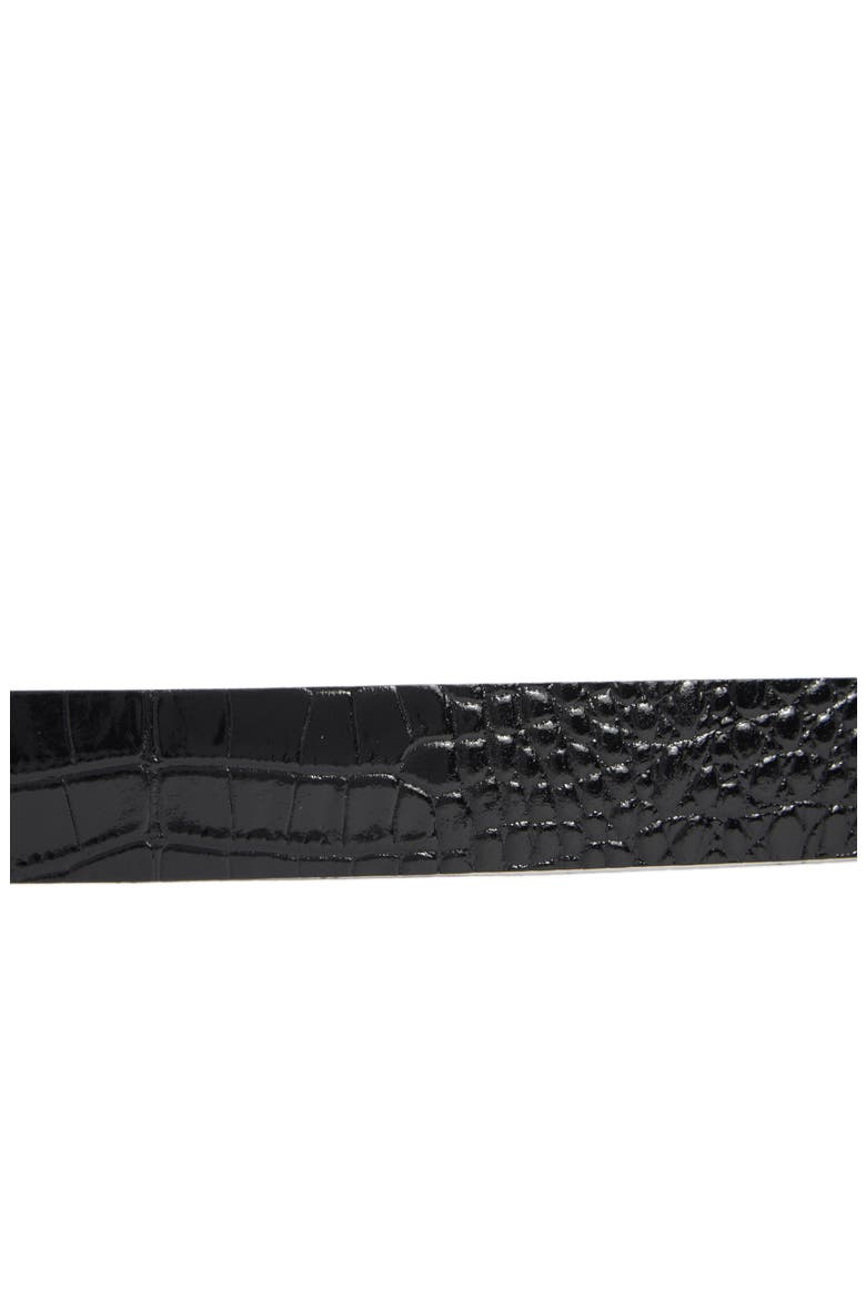 Milou Domed Buckle Croc Embossed Patent Leather Belt, Alternate, color, BLACK CROC EMBOSSED