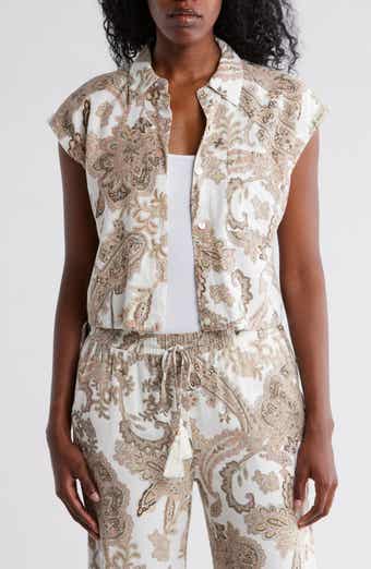 Ellen Tracy Drawstring Hem Camp Shirt