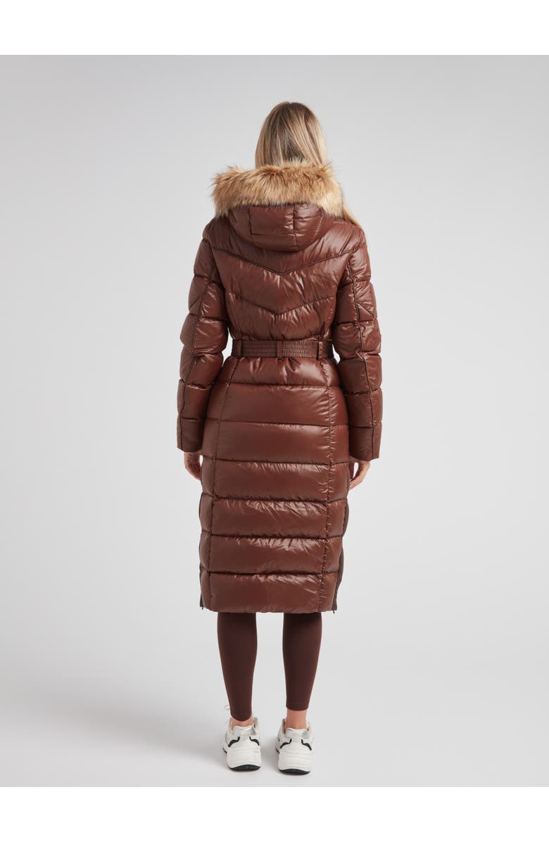 JACK1T Diamond Belted Extra Long Down Coat, Alternate, color, Mid Brown/Natural