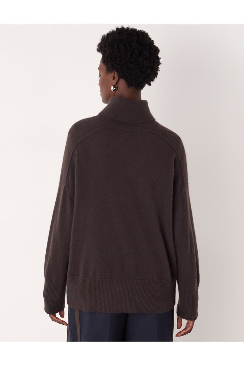 Cashmere Seam Roll Neck Sweater, Alternate, color, Brown