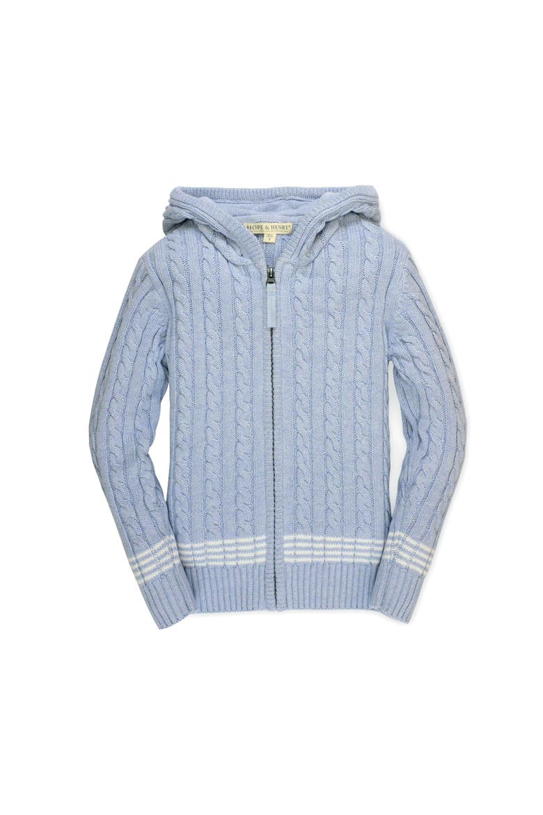 Boys' Zip-Up Textured Sweater, Kids, Main, color, Light Blue Heather Cable