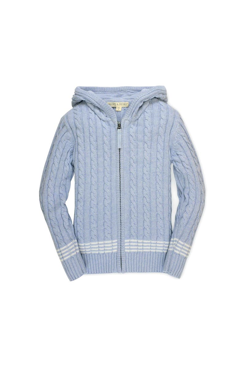 Hope & Henry Boys' Zip-Up Textured Sweater, Kids, Main, color, Light Blue Heather Cable