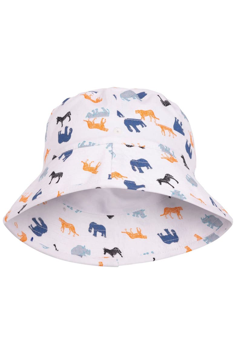 Childrens/Kids Zebdee Safari Animals Bucket Hat, Main, color, White
